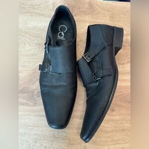 Calvin Klein Black Butler Double Monk Strap Oxfords Dress Shoe Loafers Men Sz 11